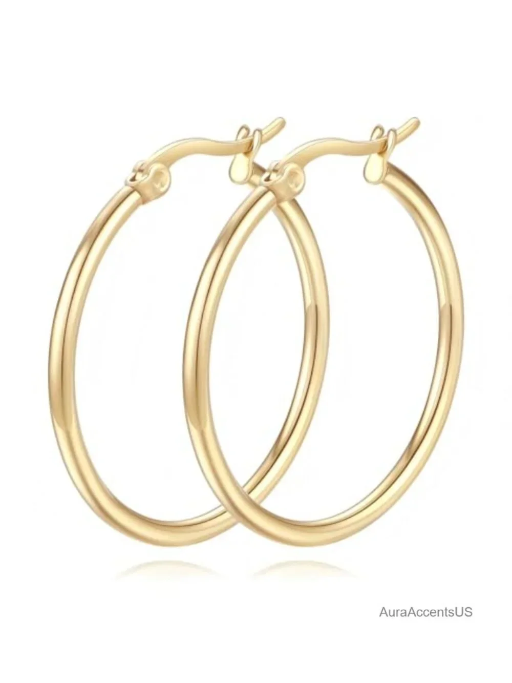 14K Gold Hoop Earrings for Women - Cubic Zirconia Spiral Huggies